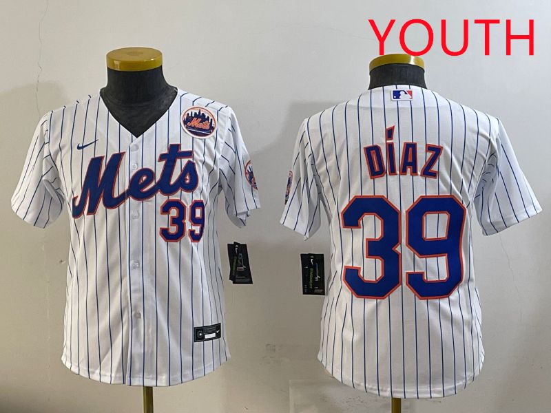 Youth 2025 New York Mets #39 Diaz White Stripe Game Nike MLB Jersey style 3->youth mlb jersey->Youth Jersey